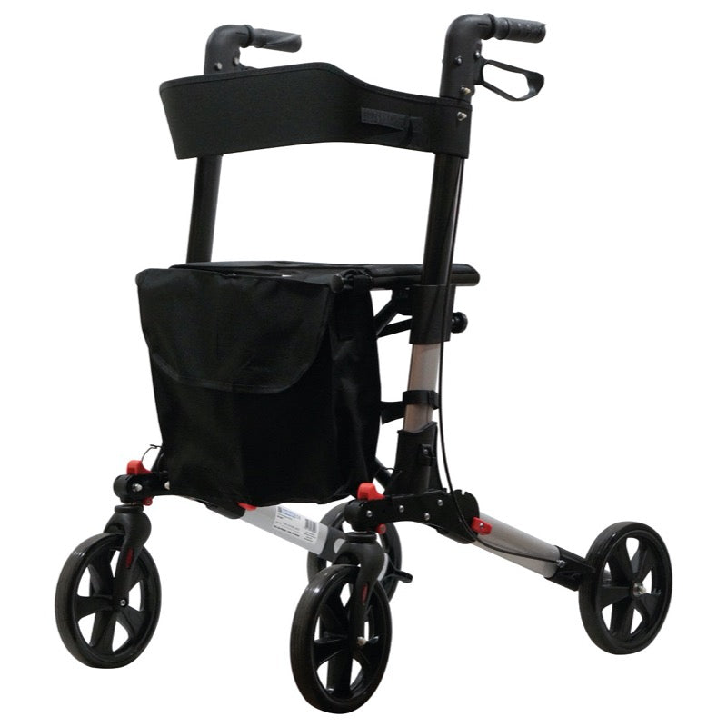 Deluxe Fold Flat Rollator - Grey